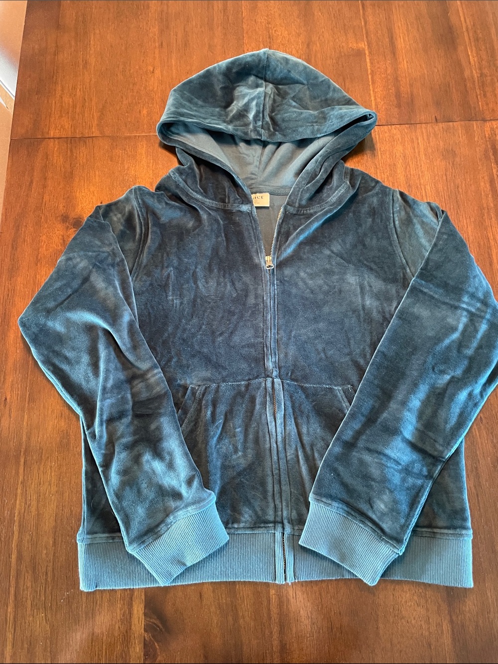 Pact Velour Zip-Up Woman’s Hoodie in Teal Blue Small NWOT